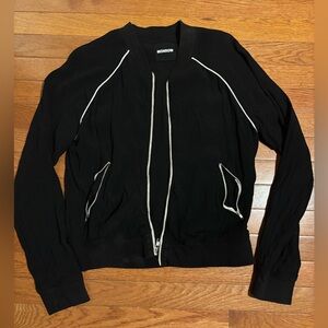 Monrow Black Bomber Jacket with White Accents